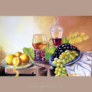 "Still Life with Fruits Oil on Canvas"