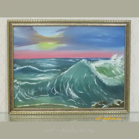 "Sea, canvas, oil"