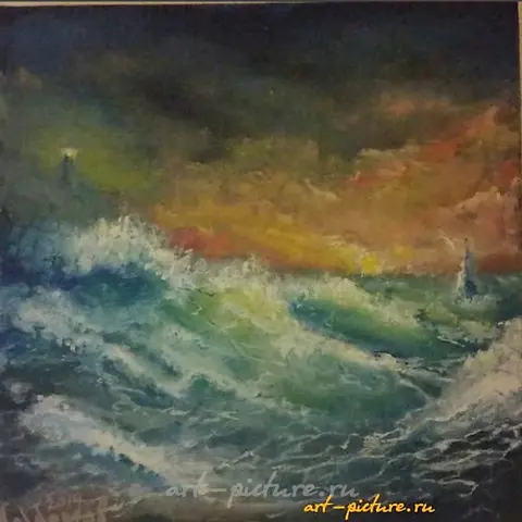 The translation of "Маяк холст масло" into English is "Lighthouse canvas oil" or "Oil painting of a lighthouse."