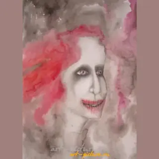 红色水彩、铅笔、水彩纸