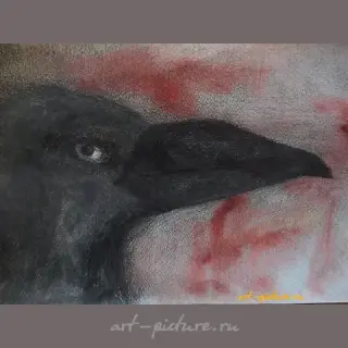 Ворон акварель,карандаш,акварельная бумага 