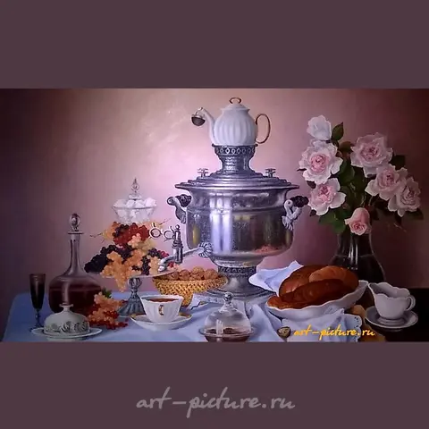 静物画与茶壶 油画在帆布上