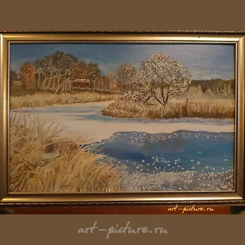 二月-三月 油画，纸板上的画布