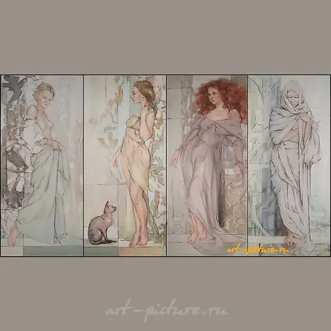 "The Seasons" Polyptych oil on canvas