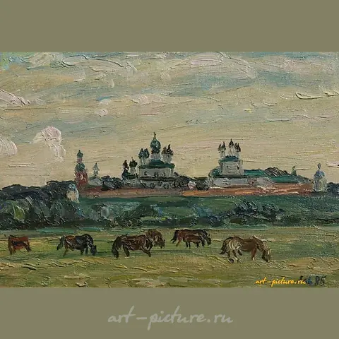 Monastery. Cardboard, oil. 28 x 21 cm.
