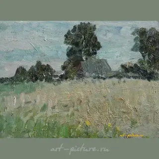 Деревенский пейзаж. Картон, масло. 28 х 21 см.