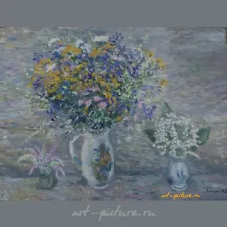 野花，林花。油画，画布。61 x 81 厘米