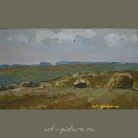 Поле. Картон, масло. 33 х 55 см