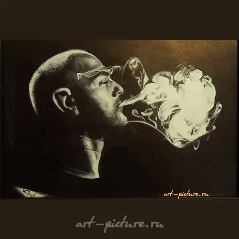 From the series "Smoke": ballpoint pen, paper, ink, coffee.