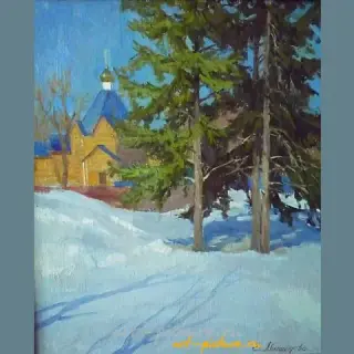 View of the Annunciation Church. Penza, oil on fiberboard.