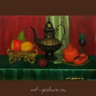 Eastern Still Life, Orgalit, Oil Pastel