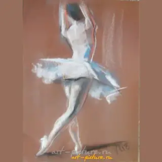 The translation of the text "Балерина перед зеркалом пастель, бумага" into English is "Ballerina in front of a mirror pastel, paper."