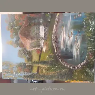 "Autumn in Gorshkovo Oil on canvas on stretcher"