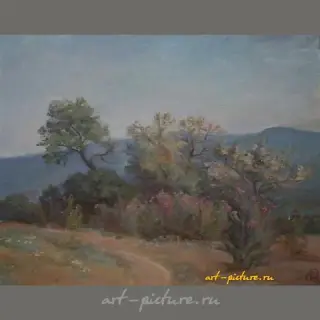 塔塔尔花盛开。布面油画。51 x 65 厘米