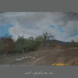 "Goose Hill. Canvas, oil. 43 x 62 cm"