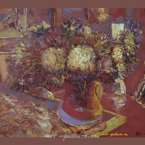 Red interior. Canvas, oil. 70 x 80 cm.