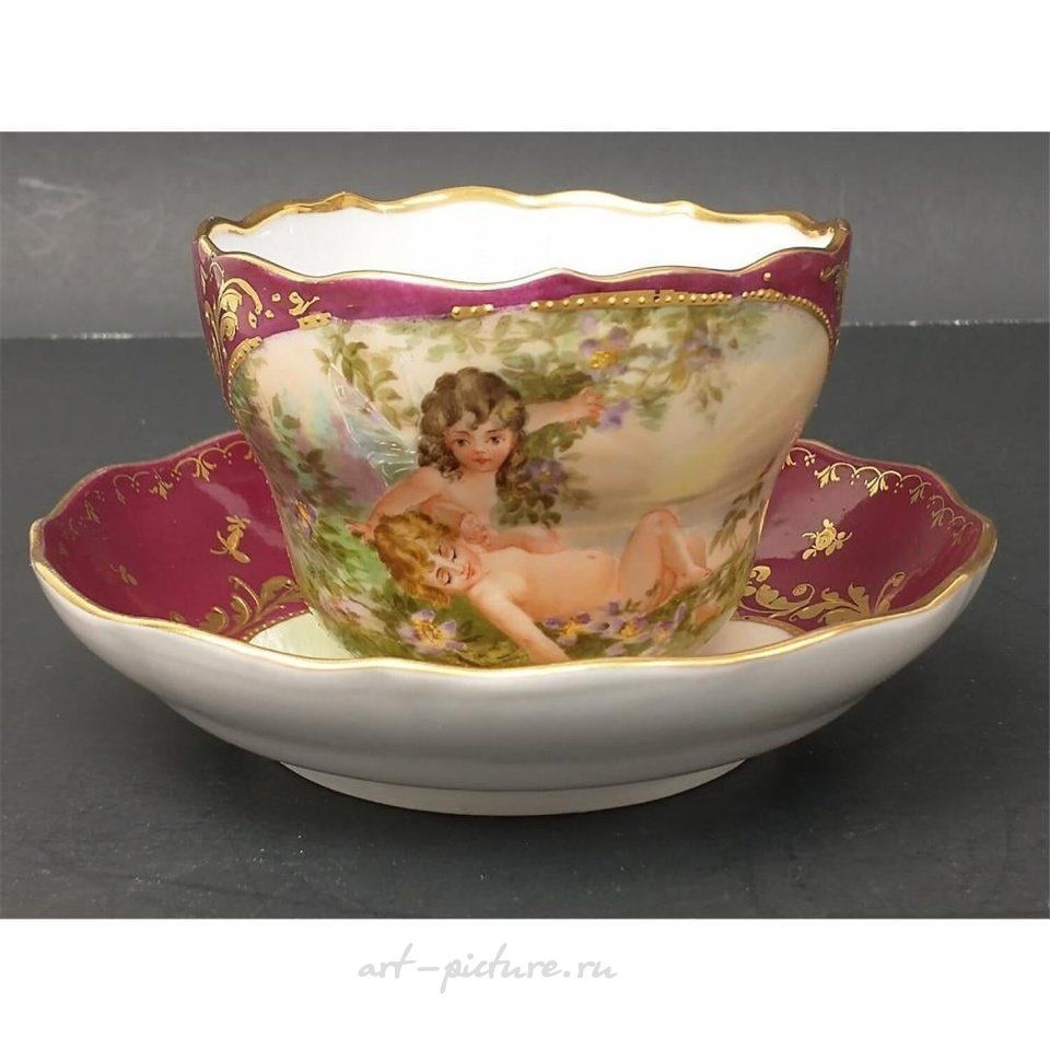 Royal Vienna Porcelain , Exceptional Antique Royal Vienna Cup & Saucer