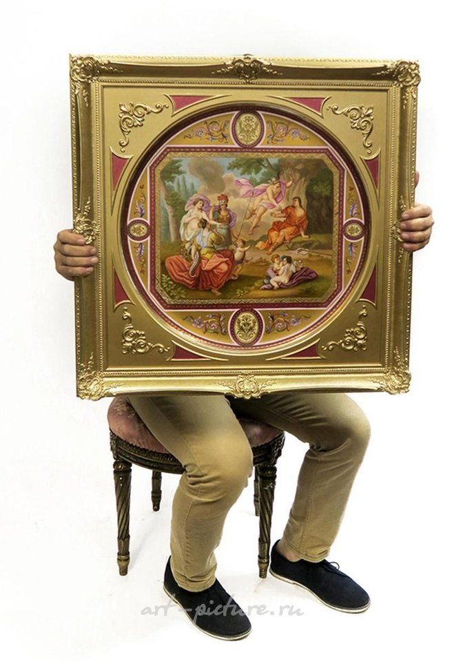 Royal Vienna Porcelain , A Monumental Framed Royal Vienna Charger, 19th C.