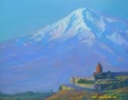 “Monastery Horus Virap with a view of Ararat” pastel, paper.