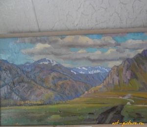 August in the mountains of Altai Cardboard, oil