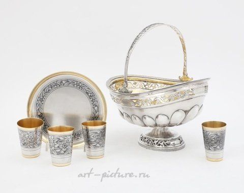 Russian silver, A six piece group of German silver tableware, various makers...