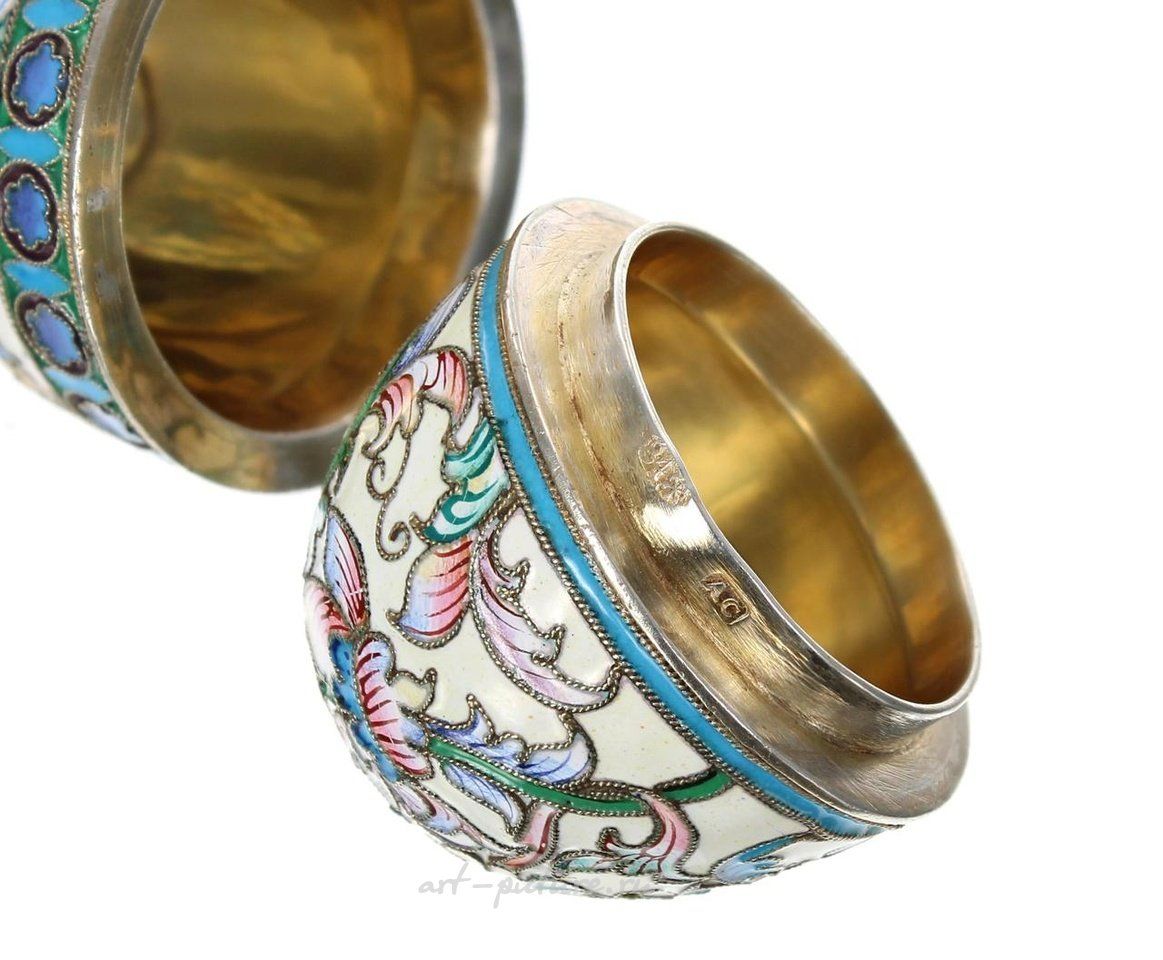 Russian silver , Russian silver gilt and cloisonné beaker by Khlebnikov, decorated...
