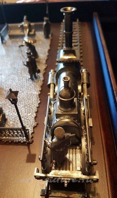 Ювелирная скульптурная композиция Николаевская железная дорога, серебро