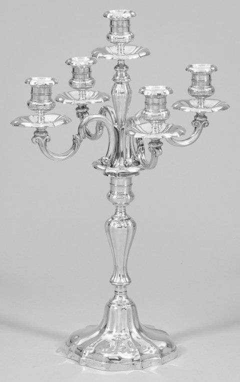Пара больших 1- или 5-светильников в стиле немецкого барокко из серебра