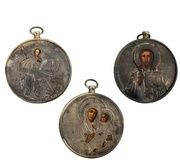 Четыре русских миниатюрных путешественнических иконы с серебряным окладом 84