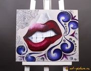 Pop art style."Attraction" of acrylic, canvas.