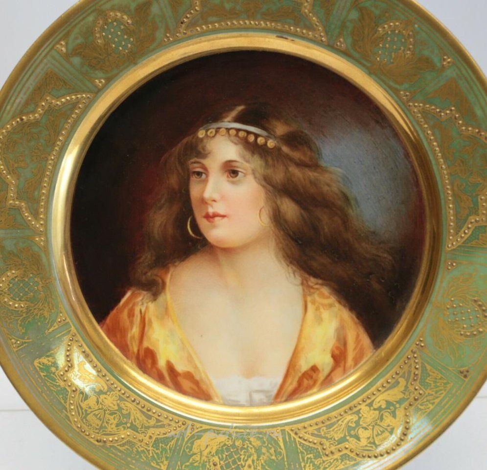 Royal Vienna Porcelain , Royal Vienna Cabinet Portrait Plate of a Beauty Signed