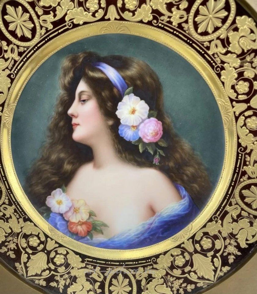 Royal Vienna Porcelain , ROYAL VIENNA PORTRAIT PLATE SIGNED WAGNER