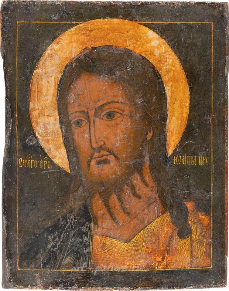 Русское серебро , БОЛЬШАЯ ИКОНА, ПОКАЗЫВАЮЩАЯ СВЯТОГО ИОАННА ПРЕДТЕЧУ ИЗ ДЕЕСИСА