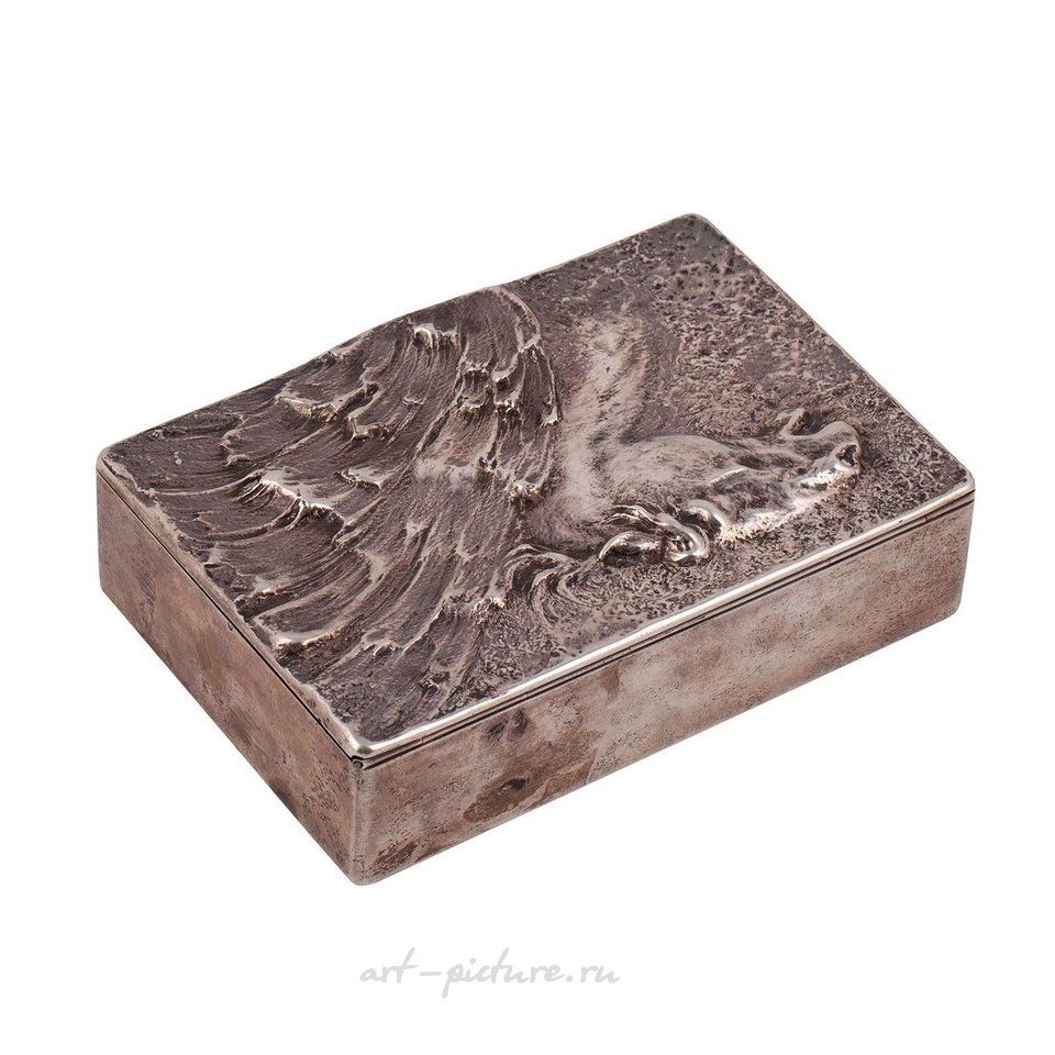 俄罗斯银 , 俄罗斯银质镀金雪茄盒"佩加斯"