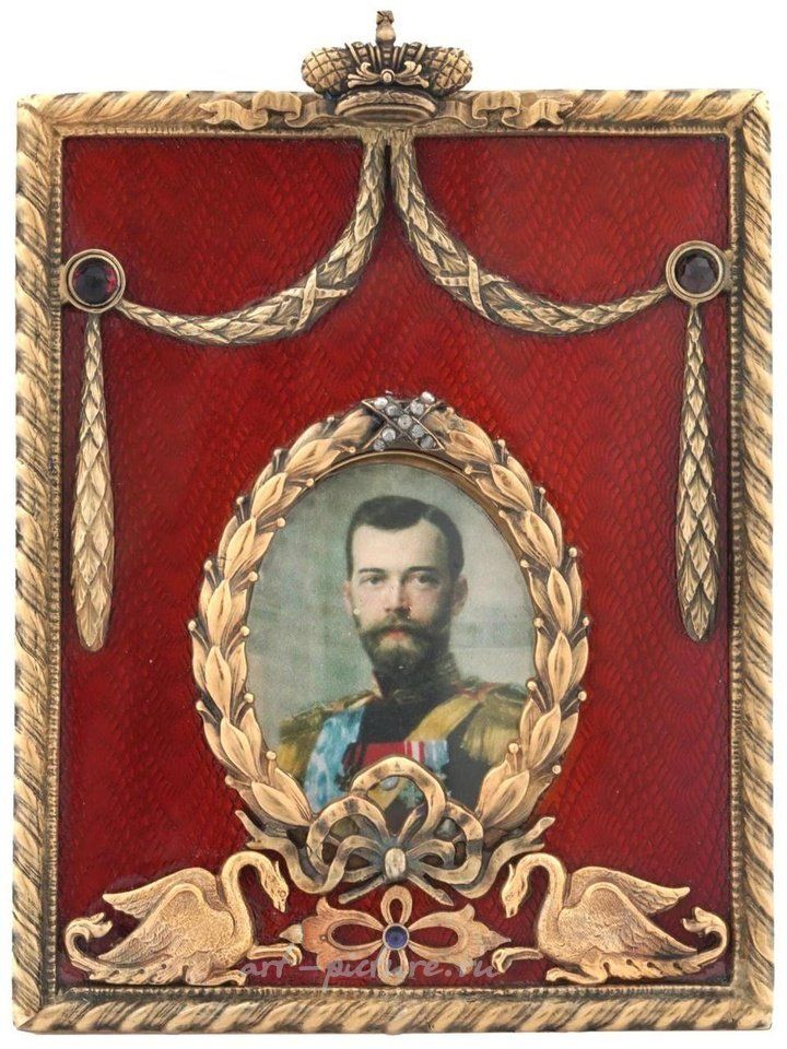 Русское серебро , Русская серебряная эмаль, бриллианты, рамка Николая II