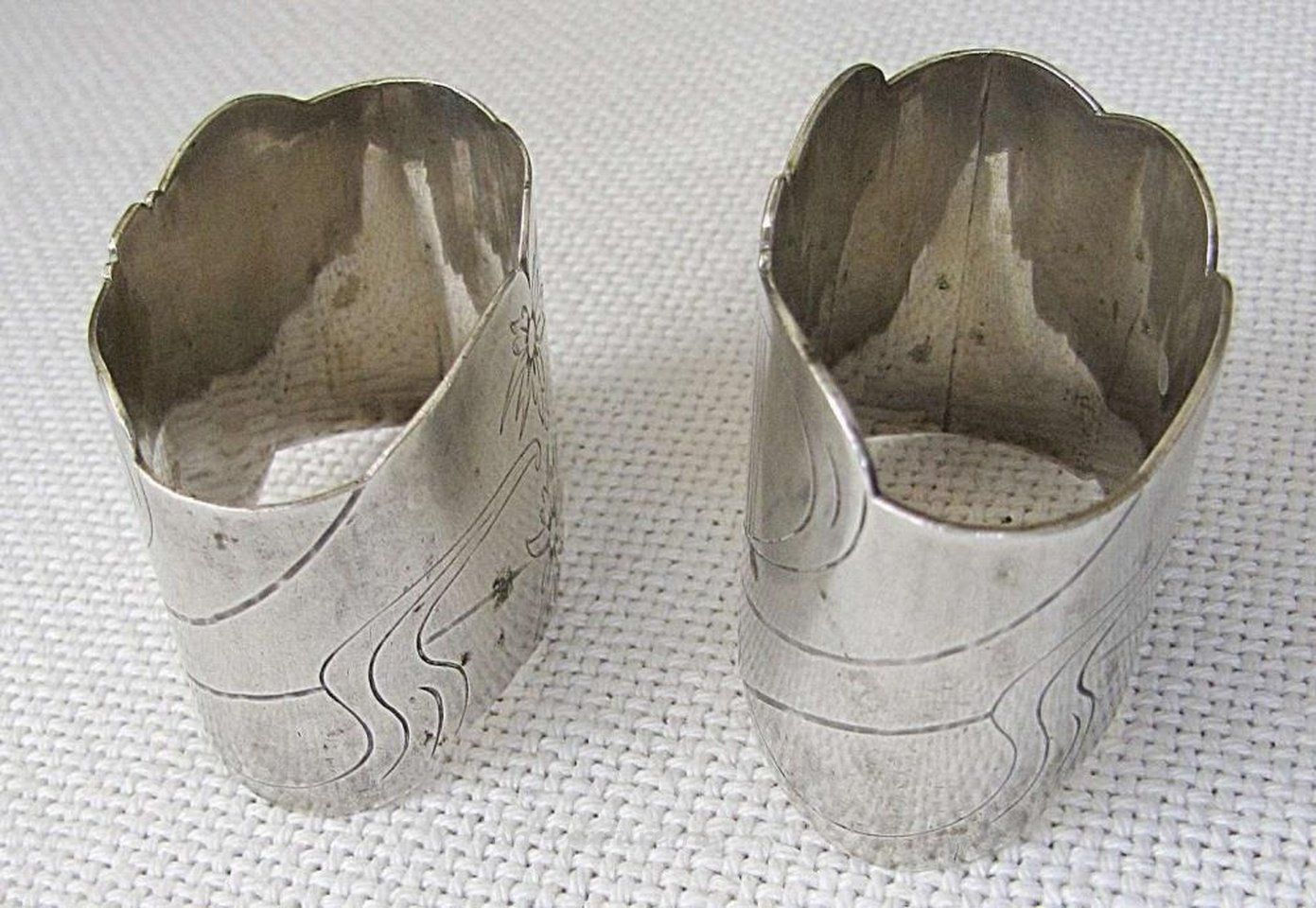 Русское серебро , Пара овальных колец для салфеток из позолоченного серебра