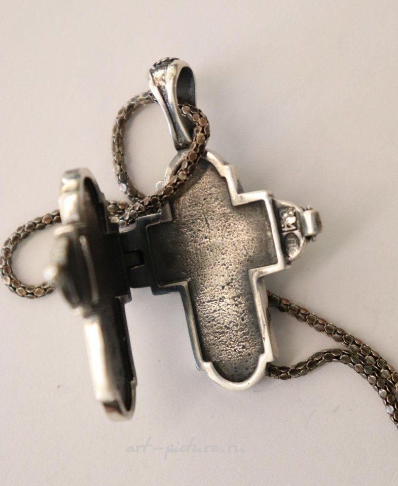Russian silver , Russian Imperial 84 silver Cross Ladanka, by goldsmith Pavel...