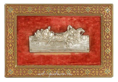 Russian silver, A LATE 19TH CENTURY RUSSIAN SILVER PLAQUE DEPICTING COSSACKS...