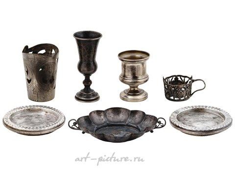 Russian silver, SILVER OF DIFFERENT GRADES DRINK AND TABLE WARES