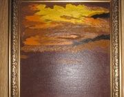 Sunset oil, canvas, cardboard