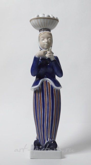 Женщина с корзиной яиц на голове. Дания, г. Копенгаген, Royal Copenhagen
