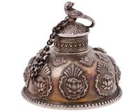 Антикварный русский серебряный чернильный горшок, ручной работы из Бухары