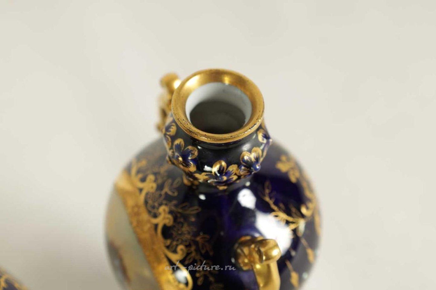 Royal Vienna Porcelain , A PAIR OF LATE 19TH CENTURY VIENNA STYLE GILT AND ROYAL BLUE...