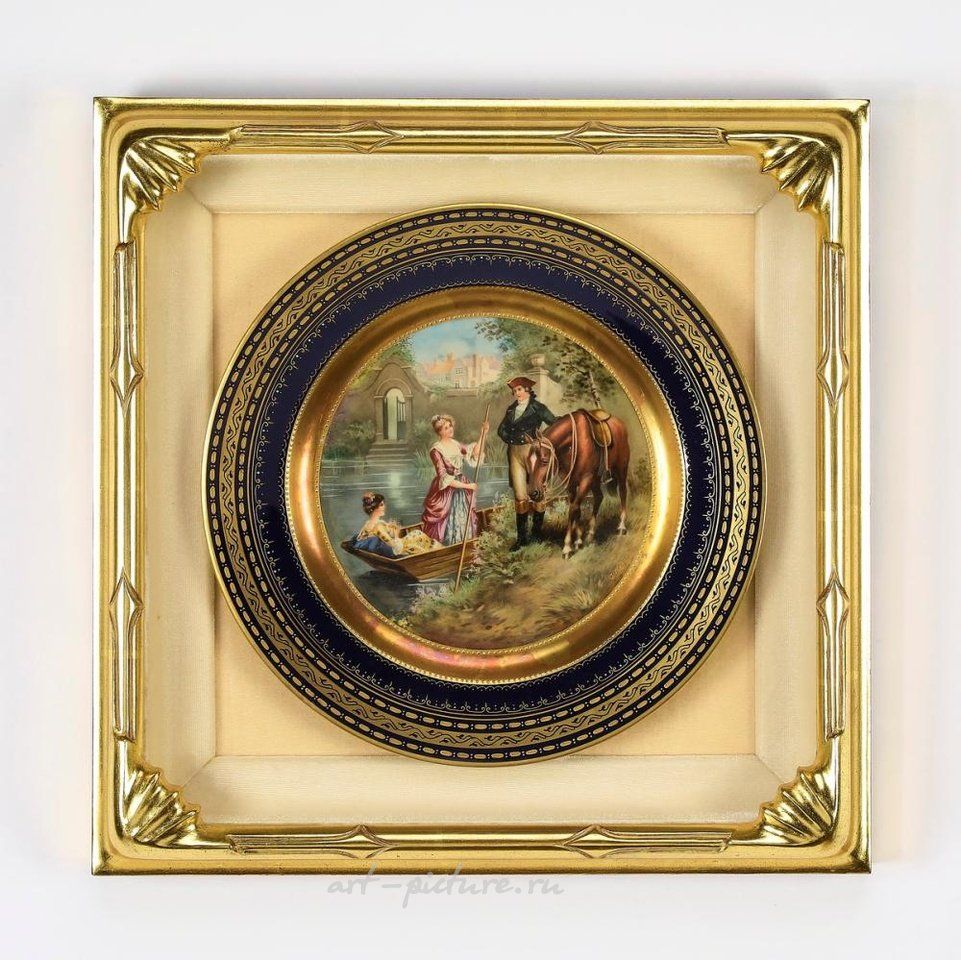 Royal Vienna Porcelain , (2) Signed, framed Royal Vienna plates