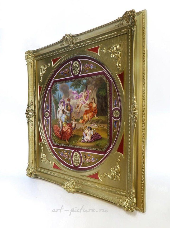 Royal Vienna Porcelain , A Monumental Framed Royal Vienna Charger, 19th C.