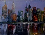 Night city oil, canvas, mastikhin