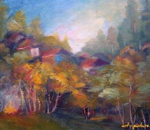 Evening before the holiday.canvas, oil