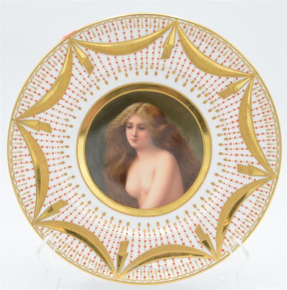 Royal Vienna Porcelain , Wagner Royal Vienna Portrait Plate, "Fruhling", partially cl...