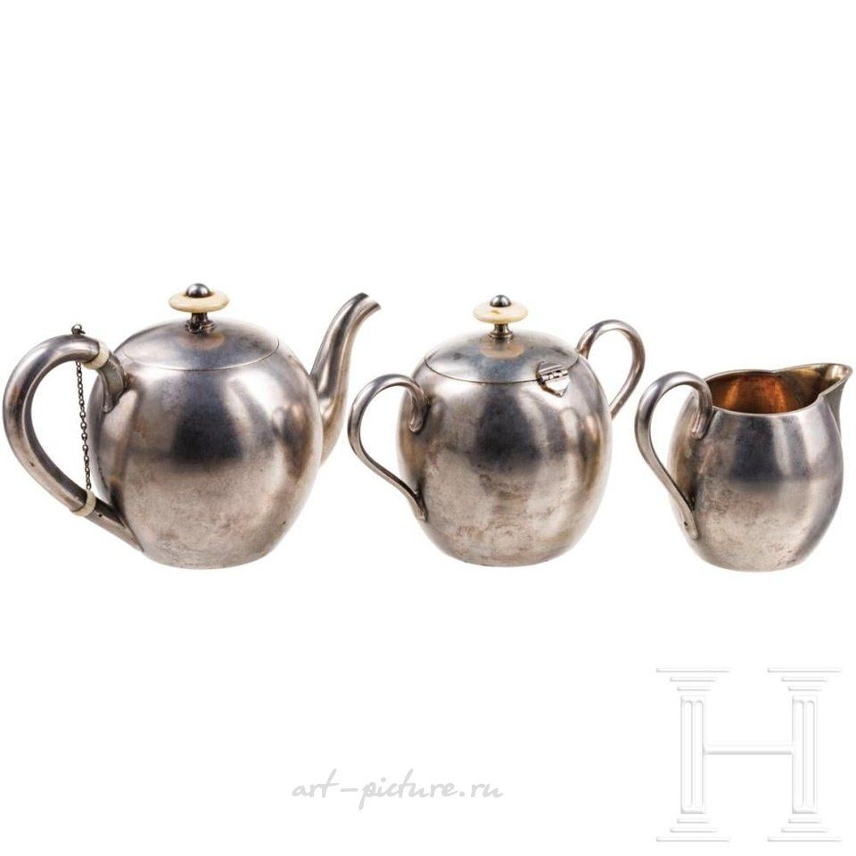 Русское серебро , Русский серебряный чайный набор из трех предметов, Санкт-Петербург