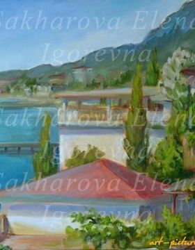 купить Город у моря холст, масло 